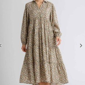 UMGEE Floral Puff Sleeve Tiered Maxi Dress